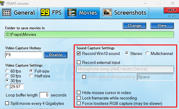 Настройка записи системных звуков Stereo и Multichannel во Fraps